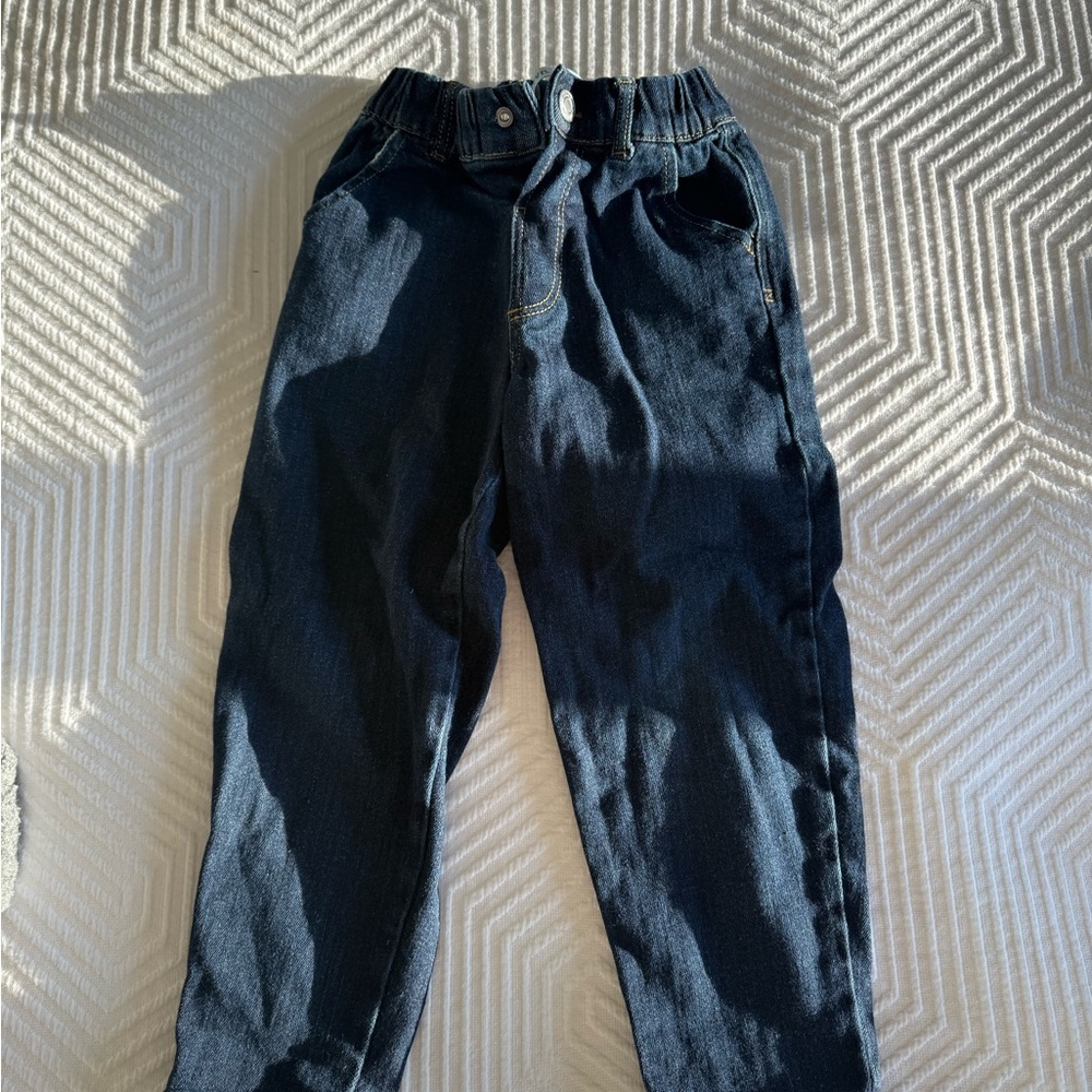Zara Navy Elastic Waist Denim